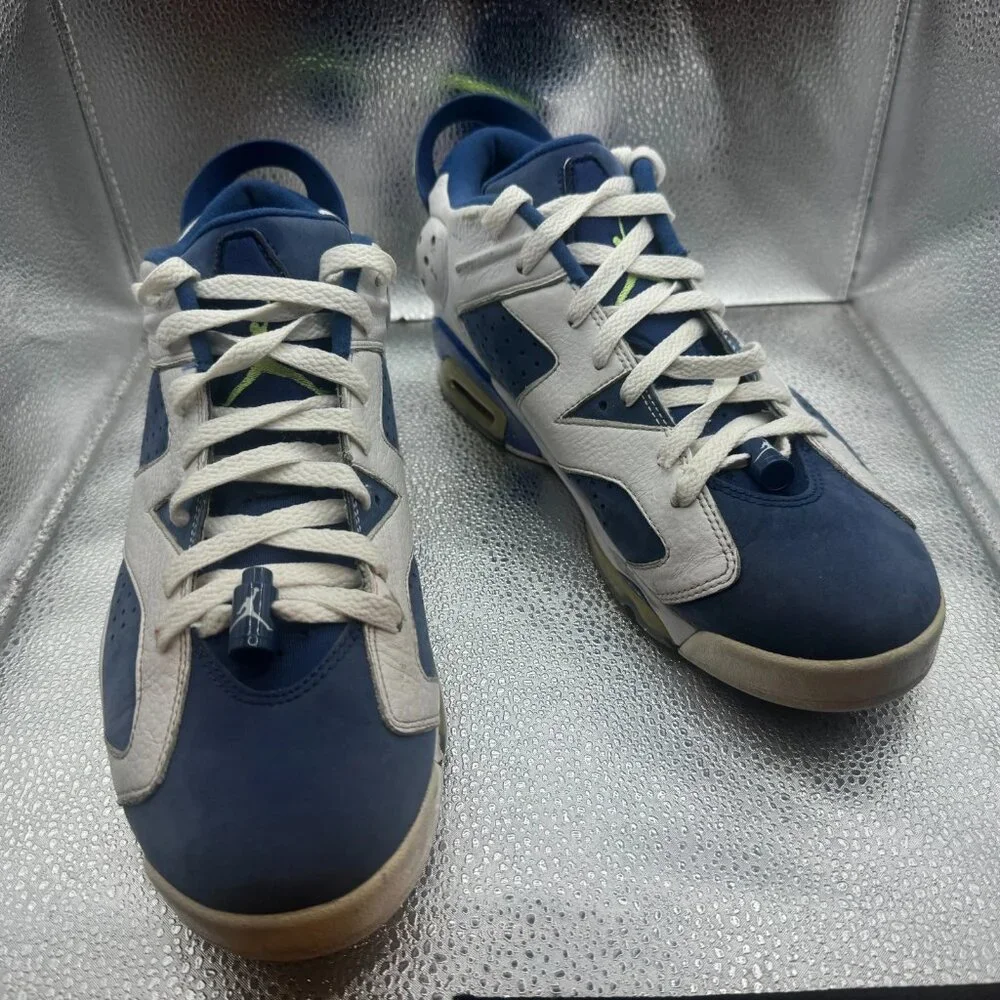 Size 10 Jordan‎ 6 Low Ghost Mens White Blue Lace-Up Athletic Shoes 304401-106